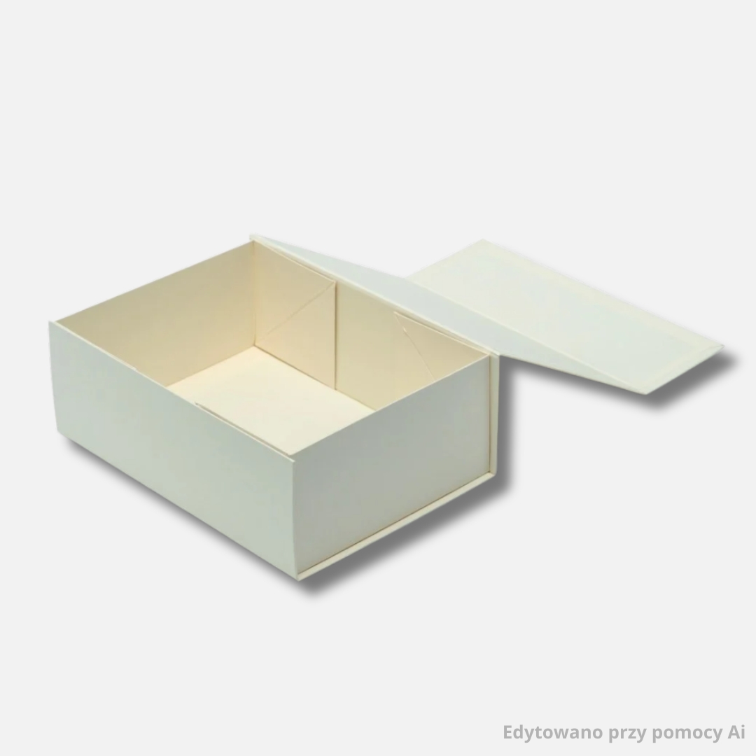 Pudełko magnetyczne prezentowe Kość Słoniowa 350x250x100mm Ivory A4 otwarte